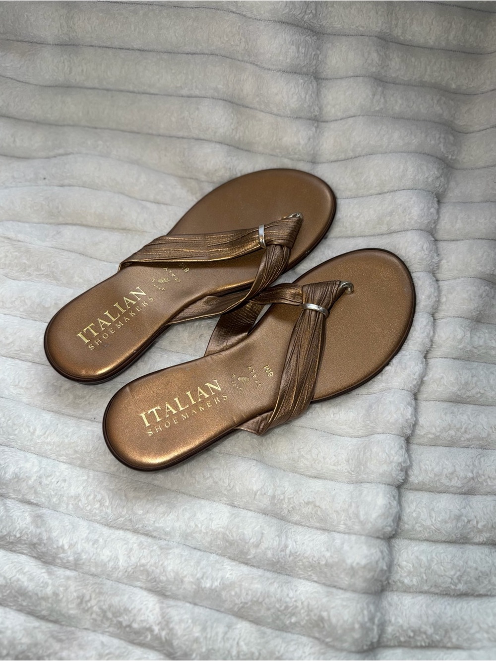 Italian Shoemakers Bronze Metallic Twist-Toe Women's Sandals
